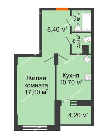 1 комнатная квартира 44,1 м² в ЖК Высота, дом 4 позиция