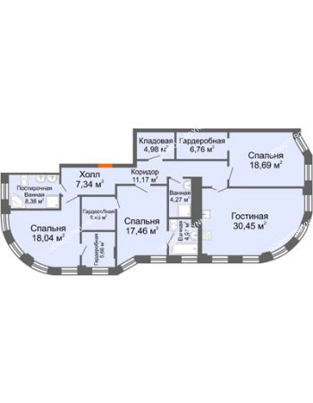 4 комнатная квартира 148,3 м² в ЖК Плотничный, дом № 1
