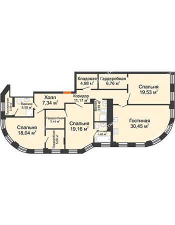 4 комнатная квартира 149,5 м² в ЖК Плотничный, дом № 2