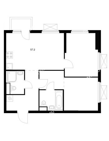 2 комнатная квартира 57,2 м² в ЖК Савин парк, дом корпус 10