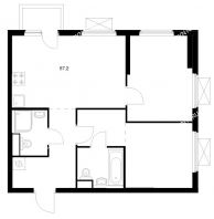 2 комнатная квартира 57,2 м² в ЖК Савин парк, дом корпус 10 - планировка