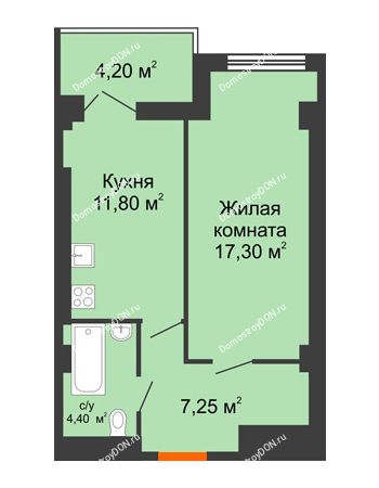 1 комнатная квартира 43,1 м² - ЖК Уютный дом на Мечникова