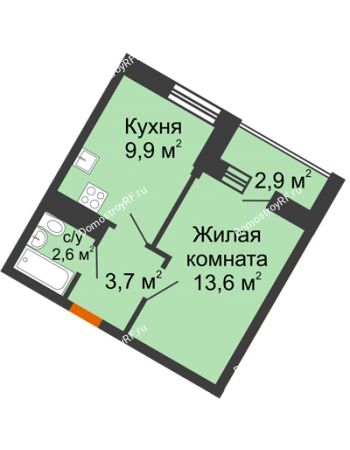 1 комнатная квартира 29,8 м² в ЖК Грани, дом Литер 5