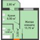 1 комнатная квартира 28,6 м² в ЖК Вересаево, дом Литер 14 - планировка