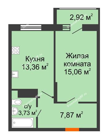 1 комнатная квартира 41,48 м² в Макрорайон Амград, дом № 1