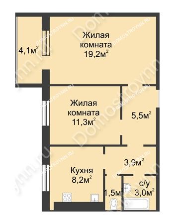 2 комнатная квартира 54,65 м² в ЖК Сормовская сторона, дом № 4