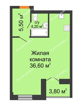 Студия 48,2 м² - ЖК Дом на 18-й Линии, 3