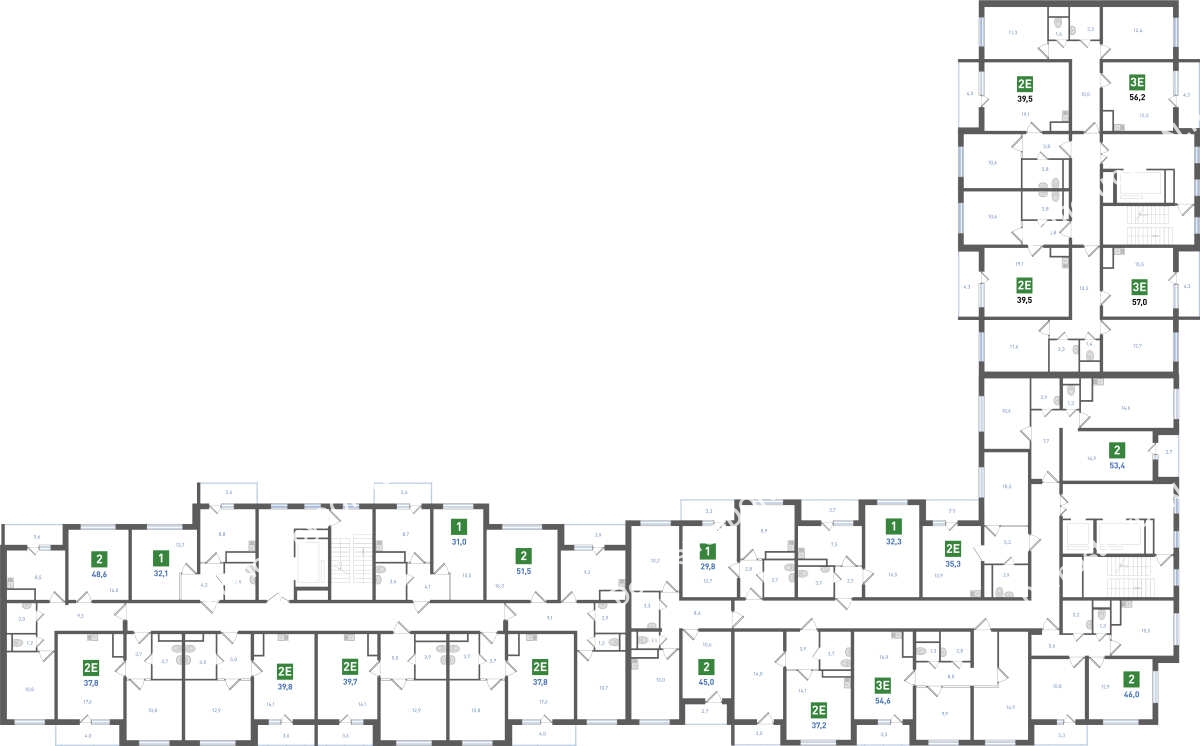 Планировка 2 этажа в доме Корпус 8-12.2 в ЖК Левенцовка парк