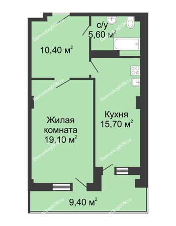 1 комнатная квартира 53,3 м² - ЖК Дом на Береговой