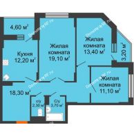 3 комнатная квартира 84 м² в ЖК Высота, дом 4 позиция - планировка