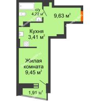Студия 27,4 м² в ЖК Рубин, дом Литер 3 - планировка