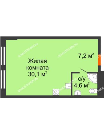 Студия 41,9 м² - Комплекс апартаментов KM TOWER PLAZA (КМ ТАУЭР ПЛАЗА)