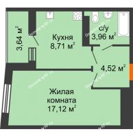 1 комнатная квартира 36,13 м², ЖК Сограт - планировка