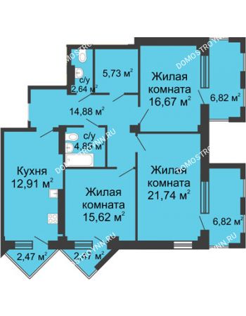 3 комнатная квартира 110,43 м² - ЖК С видом на Небо!