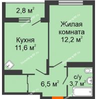 1 комнатная квартира 36,95 м² в Макрорайон Амград, дом № 4 - планировка