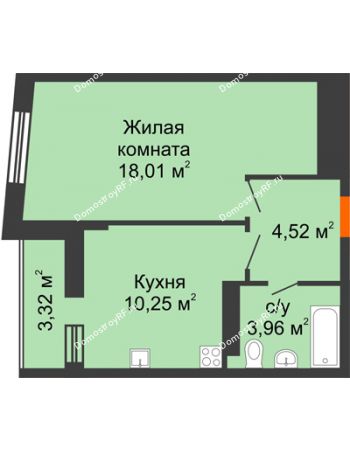 1 комнатная квартира 38,4 м² - ЖК Сограт