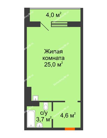 Студия 35,3 м² в ЖК Апрелевка, дом № 2, строение 1