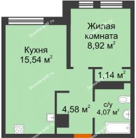 2 комнатная квартира 34,25 м² в ЖК Сердце Сибири, дом Квартал Геологов, ГП-2 - планировка