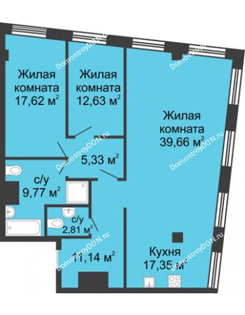 3 комнатная квартира 116,31 м² - ЖК Гранд Панорама