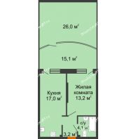1 комнатная квартира 78,6 м² в ЖК Самолет, дом 4 очередь - Литер 22 - планировка