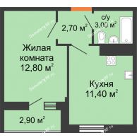 1 комнатная квартира 29,9 м² в ЖК Грани, дом Литер 3 - планировка