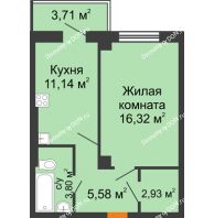 1 комнатная квартира 40,88 м² в ЖК Сокол на Оганова, дом Литер 1 - планировка