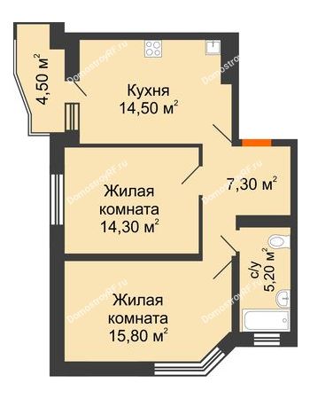 2 комнатная квартира 59,4 м² в ЖК Перспектива, дом Литер 3.5