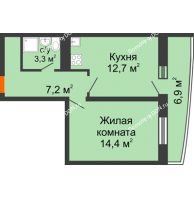 1 комнатная квартира 39,8 м² в ЖК Звезда Столицы, дом Литер 8 - планировка