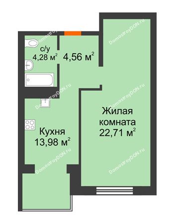 1 комнатная квартира 45,53 м² - ЖК Зеленый квартал 2