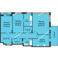 3 комнатная квартира 150,05 м², ЖК Царское село - планировка