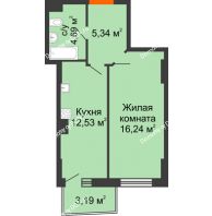 1 комнатная квартира 39,76 м² в ЖК Сердце Ростова 2, дом Литер 1 - планировка