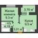 1 комнатная квартира 27,88 м² в ЖК Светлоград, дом Литер 16 - планировка