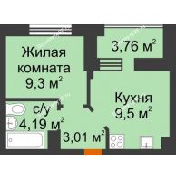 1 комнатная квартира 27,88 м² в ЖК Светлоград, дом Литер 16 - планировка