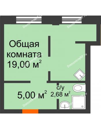 1 комнатная квартира 26,7 м² в Микрорайон Новая жизнь, дом позиция 19
