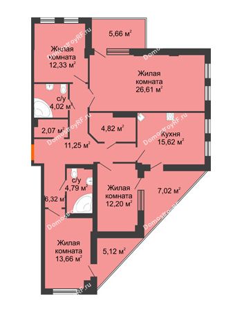4 комнатная квартира 121,9 м² - ЖД Дом Философа