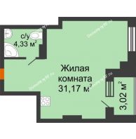 1 комнатная квартира 35,5 м², Клубный дом Vivaldi (Вивальди) - планировка