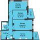 3 комнатная квартира 76,54 м² в ЖК Город у реки, дом Литер 7 - планировка