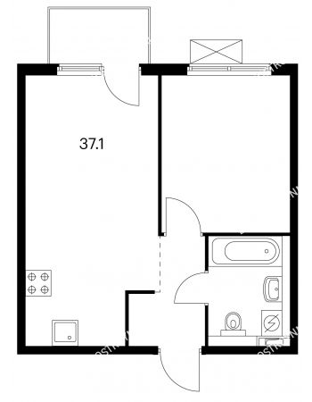 1 комнатная квартира 37,1 м² в ЖК Савин парк, дом корпус 4
