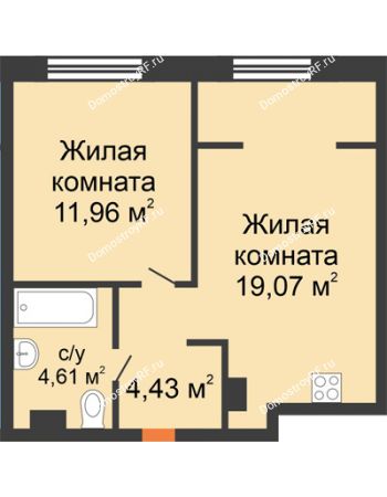 2 комнатная квартира 40,07 м² в ЖК Европейский берег, дом ГП-9 "Дом Монако"