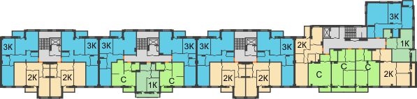 Планировка 6 этажа в доме № 6 в ЖК Дом с террасами