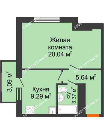 1 комнатная квартира 41,39 м² в ЖК Москва Град, дом № 60/2