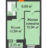 1 комнатная квартира 40,76 м² в ЖК Россинский парк, дом Литер 2 - планировка