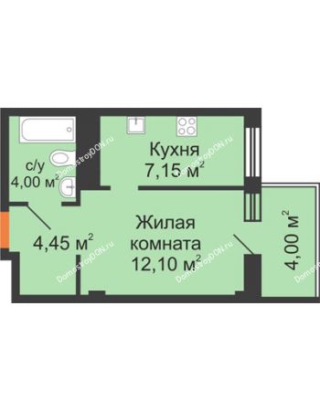 1 комнатная квартира 31,7 м² - ЖК Вершина