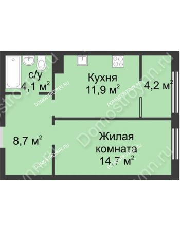 1 комнатная квартира 43,6 м² в ЖК Славянский квартал, дом № 5а, 7