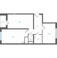 2 комнатная квартира 53,4 м² в ЖК Левенцовка парк, дом Корпус 8-12.2 - планировка