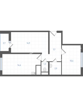 2 комнатная квартира 53,4 м² в ЖК Левенцовка парк, дом Корпус 8-12.2