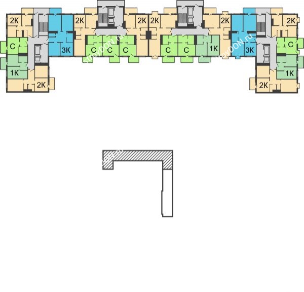 Планировка 10 этажа в доме Корпус 5-1.1 в ЖК 5 Элемент (Пятый Элемент)