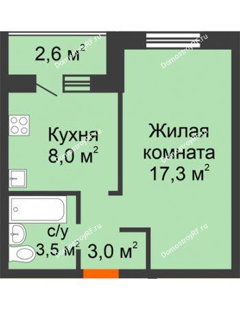 1 комнатная квартира 33,1 м² в Квартал Детский мир, дом № 2