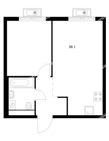 1 комнатная квартира 38,1 м² в ЖК Савин парк, дом корпус 7
