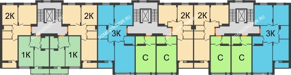 Планировка 3 этажа в доме № 35 в ЖК Новая Кузнечиха
